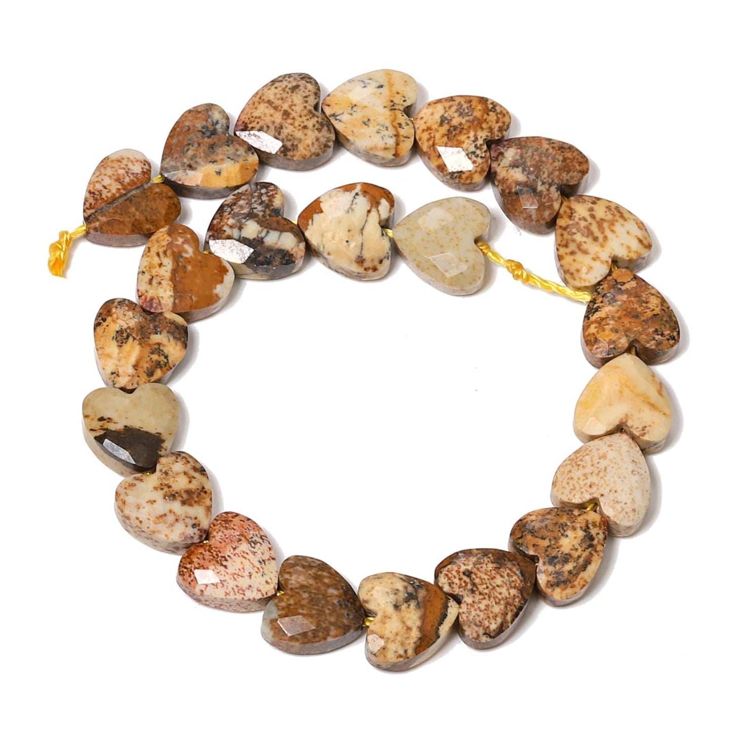 Nitopupu 22pcs Faceted Heart Bead Natural Picture Stone Beads 8mm Crystals and Healing Stones for Jewelry Making Supplies,Friendship Bracelet Kit,Love Gifts