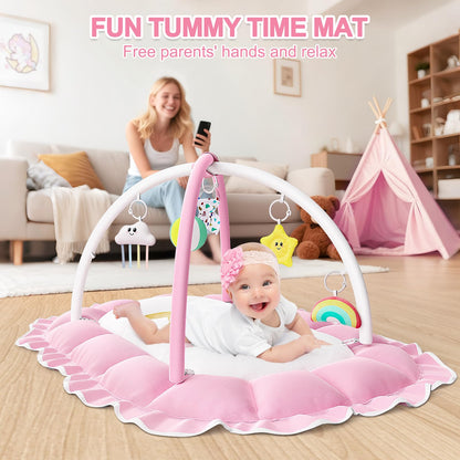 OCATO Baby Play Mat Gym: Baby Girl Gifts Tummy Time Mat Baby Play Gym Thick Large Baby Activity Center from Baby to Toddler Skills Development Baby Essentials Baby Shower Gifts Ball Pit Cat Dog Bed