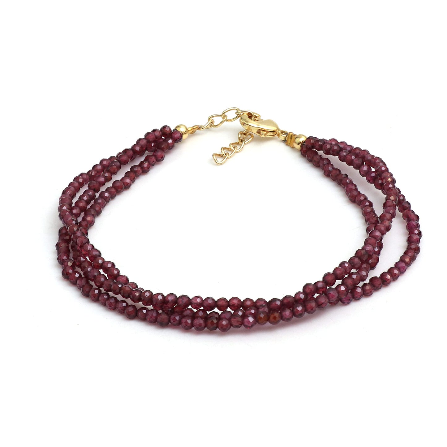 Gempires Real Red Garnet Beaded Bracelet Multi Strand Handmade Jewelry January Birthstone Gifts Hypoallergenic 8 Inch Gold Plated Lightweight Dainty Minimalist Bracelets Gifts for Her