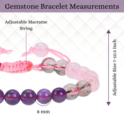 ANAYA AGATE Bracelet for Sleep Manifestation Rose Quartz Amethyst Smoky Quartz Bracelet Set - Healing Calming Anxiety Stress Relief Gifts Pulseras Para Hombres Mujer Stocking Stuffers