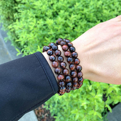 Adabele Real Natural Red Tiger Eye Gemstone Beaded Bracelet 7.5 inch Stretch Chakra Healing Crystal Stone Jewelry Women Mom Gift (Unisex) GB8-B43