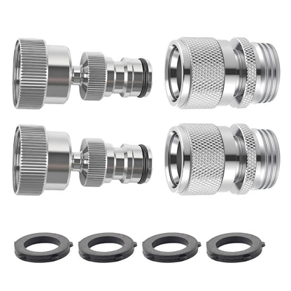 Hibbent Swivel Garden Hose Quick Connector, 360° Rotatable Faucet Hose Quick Connect Fitting, Solid Brass 3/4 Inch GHT Thread, Female and Male Adapter (2 Sets)