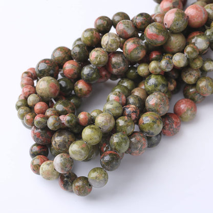 45PCS 8MM Natural Unakite Stone Beads Energy Healing Beads for DIY Jewelry Bracelet Necklace Making for Jewelry Making15Inch