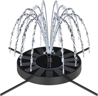 SEIRMEP Solar Fountain Pump with Spray Height Adjustment, Upgrade Glass Solar Bird Bath Fountains with 6 Nozzles, Outdoor Solar Water Fountain Pump for Bird Bath, Garden, Pool, Pond