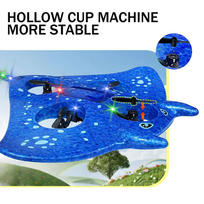 RC Airplane for Kids and Beginners, 2.4GHz Remote Control Drone with 2 Batteries, 360° Drop-Resistant Stunt Spin Remote Fighter Jet with Lights Outdoor Flying Toy