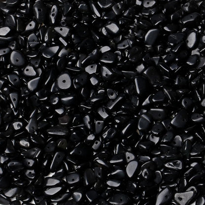 ZHIYUXI 400pcs Obsidian Black Beads 5-8mm Crystals Gemstones for Bracelet Making 2 Strands Irregular Stone Loose Rocks Bead for Jewelry Making Hole Drilled Natural Chips DIY Necklace Craft Gifts