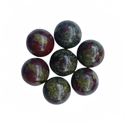 Sunshcat Natural Dragon Blood Jasper 0.78 Inchs Crystals and Healing Stone Ball Set,Home Desktop Feng Shui Array Decoration(7 Pieces) ﻿
