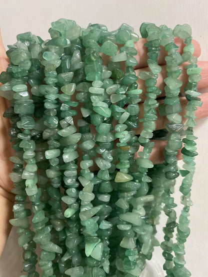 jodaying 7-8mm Natural Green Aventurine Gemstone Chips Healing Gravel Bracelets Necklace Kit Irregular Tumble Stone Beads DIY Crafts Design Jewelry Making 32"
