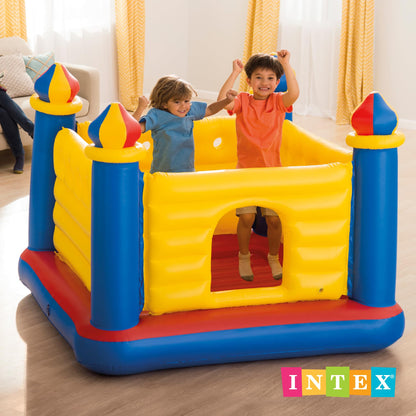 Intex Inflatable Colorful Jump-O-Lene Castle Bounce House, for 2 Kids Ages 3-6 - Large Blow-Up Indoor Outdoor Children's Bouncer Jumper Playhouse