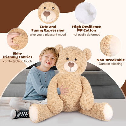 SuzziPals 43 inch Giant Teddy Bear Stuffed Animal, Lifelike Stuffed Animals for Stress Relief & Companion, Extra Soft Fluffy Big Plushies Hugging Pillow, Jumbo Teddy Bears Gifts for Kids Adults
