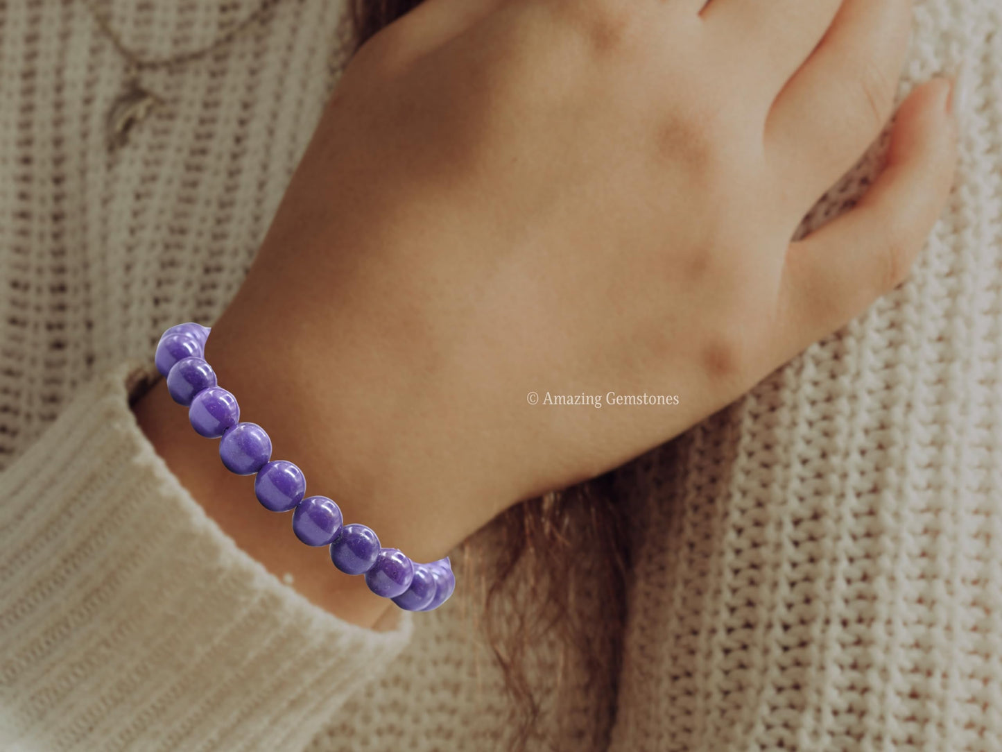 Amazing Gemstone Phosphodorite Bracelet for Women Men's Gifts - Protection Healing Crystal Bracelet - 8mm Beaded Adjustable Bracelet Pulseras Para Hombres Mujer Stocking Stuffers