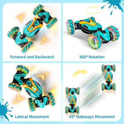 Gesture Sensing RC Stunt Car,Remote Control Car Toys for Ages 5-13,4WD All-Terrain with 360° Flips & LED Music Show,3-6 Year Old Boy Birthday Gift,Indoor/Outdoor Play & Gifts for Boys Toys Age 8-10