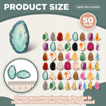 Nuenen 50 Pcs Polished Agate Slices Bulk Light Table Slices Crystals Healing Crystals Geode Stones Irregular Agate Pendants Gemstones for DIY Jewelry Making Home Decor(Medium)