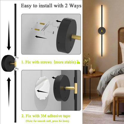 Battery Operated Wall Sconce Set of 2: 10000mAh Wireless Sconces Rechargeable Wall Lights with Touch and Remote, 360° Rotate Cordless Wall Lamp for Bedroom Living Room Hallway, 31.5 Inch, Black
