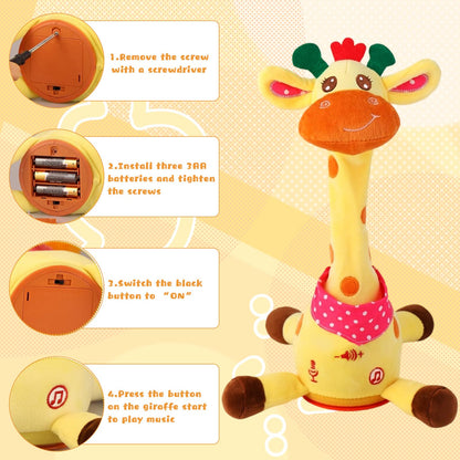 Dancing Talking Musical Giraffe Toy, Tummy Time Toy with Volume Adjustment, Singing Giraffe Stuffed Animal 10 Children's Songs Light Up Toys, Repeating What You Say, Baby Easter Basket Stuffers Gifts