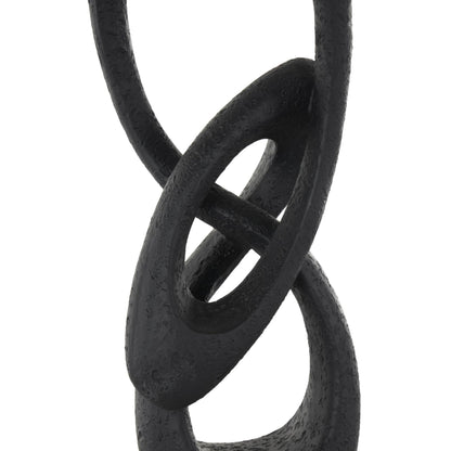 Deco 79 Polystone Abstract Decorative Sculpture Intertwined Loop Home Decor Statue with Block Base, Accent Figurine 6" x 4" x 20", Black