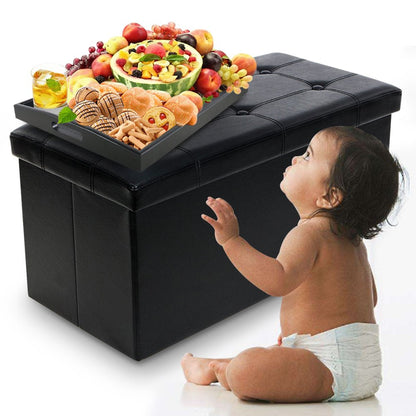 SILILUN Serving Tray Black Large Food Breakfast Wood Butler Tray with Handle 17.77 x 13.72 x 1.78