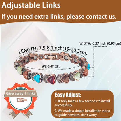 EnerCoppeX Copper Magnetic Bracelet for Women, Turquoise Detox Jewelry with 3500 Gauss Magnet (Type D)