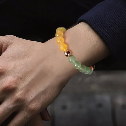 Ayriwoyi Feng Shui Citrine Bracelet Healing Crystal Bracelet For Women Men Green Aventurine Pyrite Tiger Eye Stone Beaded Bracelets Money Attraction