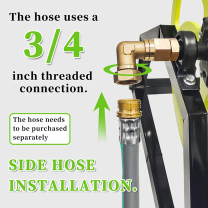 Garden Hose Reel Heavy Duty ，for 5/8" Hose Reel with Crank Handle Retractable, Wall/Floor Mount Metal Hose Reel, Holds up to 400-Feet. (With 5 FT Hose included)