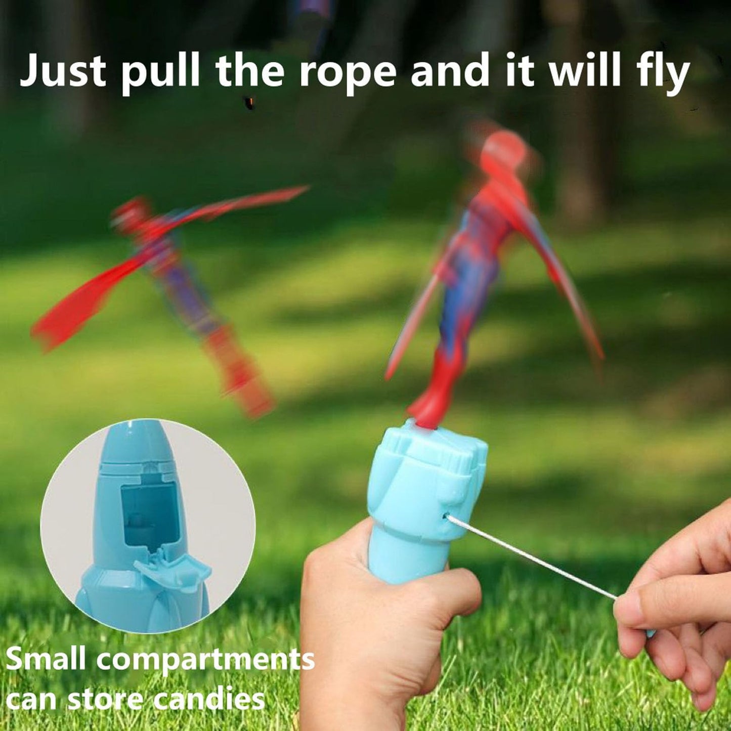 HENRYZH 3Pcs Super Hero Flying Toy Cool Drawstring Toy Boys and Girls Indoor and Outdoor Toys Outdoor Games Birthday