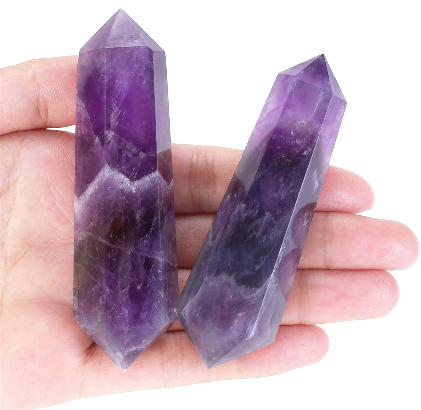 YATOJUZI 3.5" Amethyst Healing Crystals Wand Natural Crystals and Healing Stones Large Hexagonal Amethyst Crystal Points for Meditation Divination Reiki Energy Balancing 1PCS