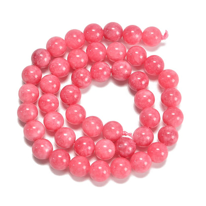 jodaying 10mm Rhodonite Dyed Jade Smooth Round Natural Gematone Loose Beads for Jewelry Making DIY Findings 1 Strand 15"