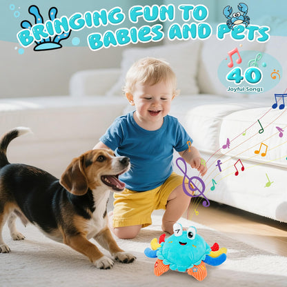 Kleikyerel Baby Toys 1 Year Old 6-12 Months, Crawling Crab Baby Plush Toy, Musical Tummy Time Toys, Dancing Moving Bouncing Recording Sensory Toys for 1 2 3 Year Old Boy Girl Gifts