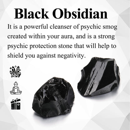 Jovivi 2pcs Raw Black Obsidian Crystals,Large 1.6-2.2" Healing Crystals Natural Rough Stones Crystal for Tumbling, Cabbing, Home Decoration, Polishing, Wicca & Reiki