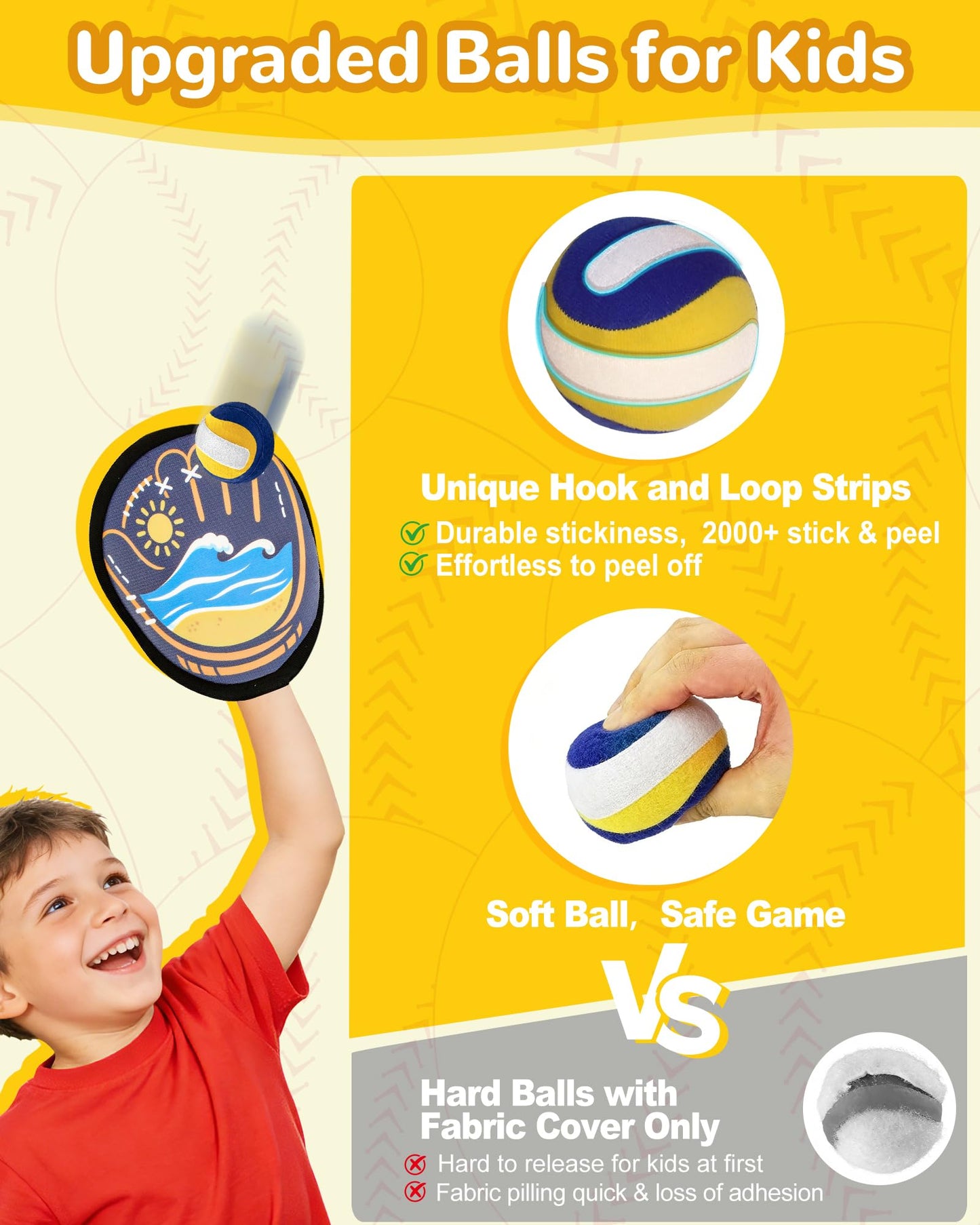 HGY Toss and Catch Baseball Toys,Outdoor Sport Games for Kids and Family with Tball Bats and Toddler Baseball Glove and Sticky Soft Balls. Great for Yard Lawn Beach Pool and Indoor Fun