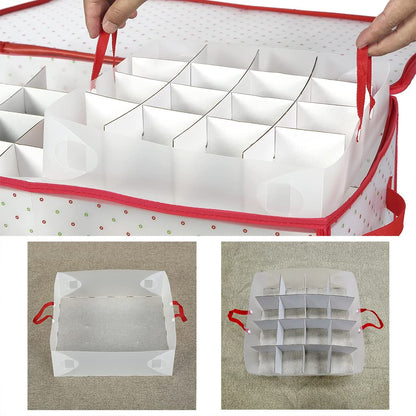 Sattiyrch Plastic Christmas Ornament Storage Box with Trays,Customizable Dividers, Dust-Proof Durable Ornament Organizer Holder,Christmas Storage Containers,Holds 128 x 3 inch Ornaments