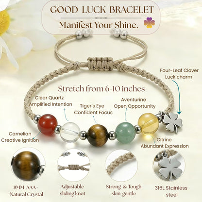Atminafays Abundance Money Bracelet/Good Luck Bracelet – 8mm AAA+ Genuine Healing Crystals | Adjustable Feng Shui Jewelry for Men Women | Manifestation for Yoga Meditation (good luck)