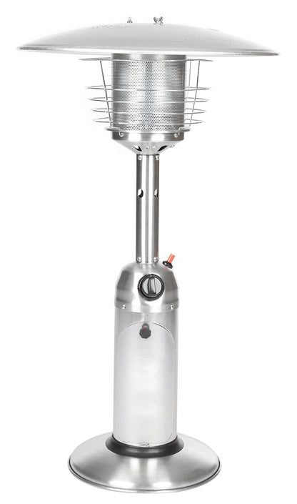 Fire Sense 60262 Portable Patio Heater Outdoor Tabletop Lightweight Propane 10,000 BTU Auto-Shutoff Valve CSA Approved - Stainless Steel