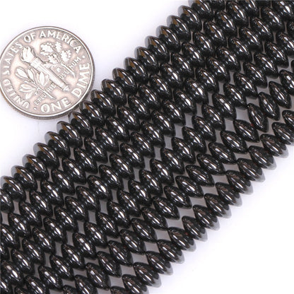 HAAMIIQII 110pcs 10mm Natural Black Hematite Loose Gemstone Beads Rondelle Shape Spacer Stone Beads for Jewelry Making DIY Bracelets Necklaces Crafting