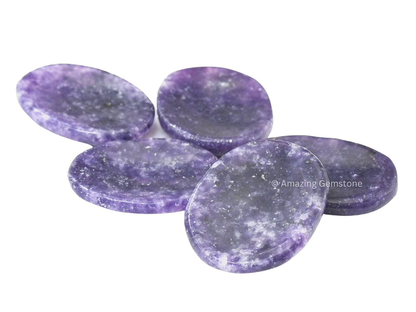 Amazing Gemstone Lepidolite Worry Stone Crystals and Healing Stones - Worry Stones for Stress Relief Gifts - Piedra Crystal Fidget for Meditation, Calming, Relaxation -