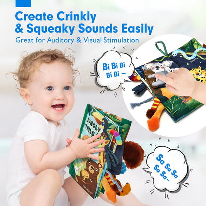 hahaland Baby Books 0-6 Months,Infant Tummy Time Toy Sensory Toys 6 to 12 Months Touch Feel Book Travel Toy Gifts for Boy Girl 0-3 Month Baby Shower Birthday Easter Basket Stuffers (Single)