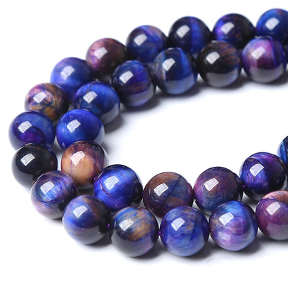180pcs 4MM Natural Stone Galaxy Blue Purple Tiger Eye Stone Round Beads Loose Beads for Jewelry Making DIY Bracelet 2 Strands 32"