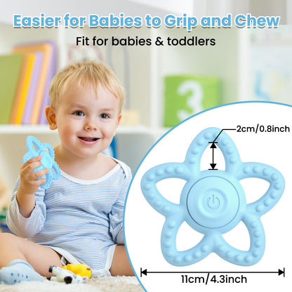 Vibrating Sensory Chew Toy - Dual Use Teethers for Babies 3-6 Months/6-18 Months & Autism Chew Toys, Baby Teething Toys with 3 Vibration Modes, Sensory Toys for Kids with Autism (Blue)