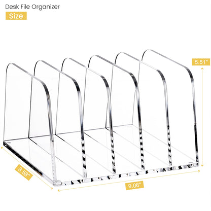 YUXUN Desk File Organizer,5-Section Vertical Clear Acrylic Desk Organizer File Holder Mail Sorter Office Organization for Office Home &Classroom（B5）