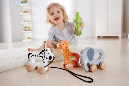 Hape Wooden Elephant Pull-Along Baby Toy| Early Learning Push and Pull Toys for Toddlers Age 1 Years and Up