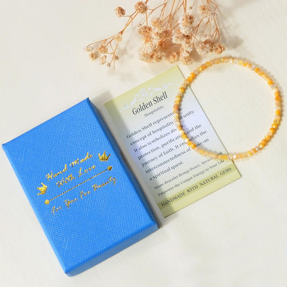 MASSIVE BEADS Natural Genuine Gemstone Beads Healing Crystal Chakra Reiki Jewelry Faceted Round Beads Bracelets (Golden Shell, 3mm)