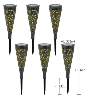 gardencave 6 Pack Solar Lights Outdoor Garden Decorative Mandala Solar Garden Lights with Warm Light Waterproof Solar Pathway Landscape Lights for Path Patio Backyard Walkway Yard Lawn Decor (Black)