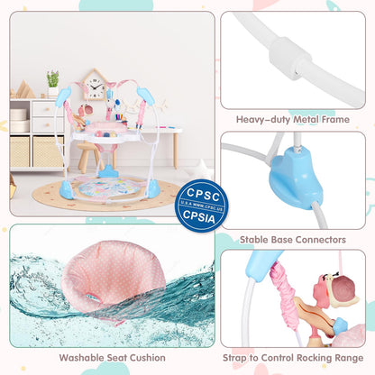 Furmubei Baby Activity Center, 3-in-1 Baby Jumper, Infant Activity Center with 360° Rotating Seat, Music, Lights, 3 Adjustable Heights, Infant Activity Jumper for 6+ Months JP2402