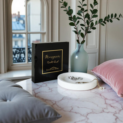 COLLECTIVE HOME - Velvet Jewelry Tray, 6" Monogrammed Jewelry Dish, Smooth Velour Display Dish for Rings, Earrings, Necklaces, Makeup, Personalized Gifts for Women (White-h)