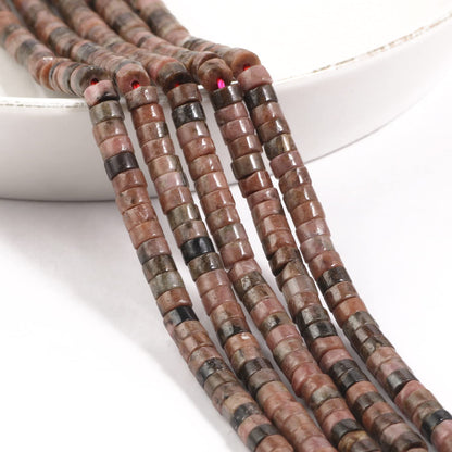 NITOPUPU 150Pcs 4×2mm Natural Rhodonite Spacer Stone Beads for Jewelry Making Supplies, Loose Semi Flat Round Gemstone Tube Beads for Bracelets DIY Crafts