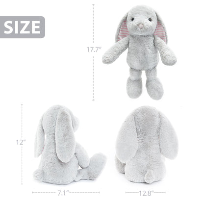 WEIGEDU Gray Bunny Rabbit Stuffed Animals Plush Toys for Kids Girls Boys Baby Birthday Bedtime Gift, 17.7 inches