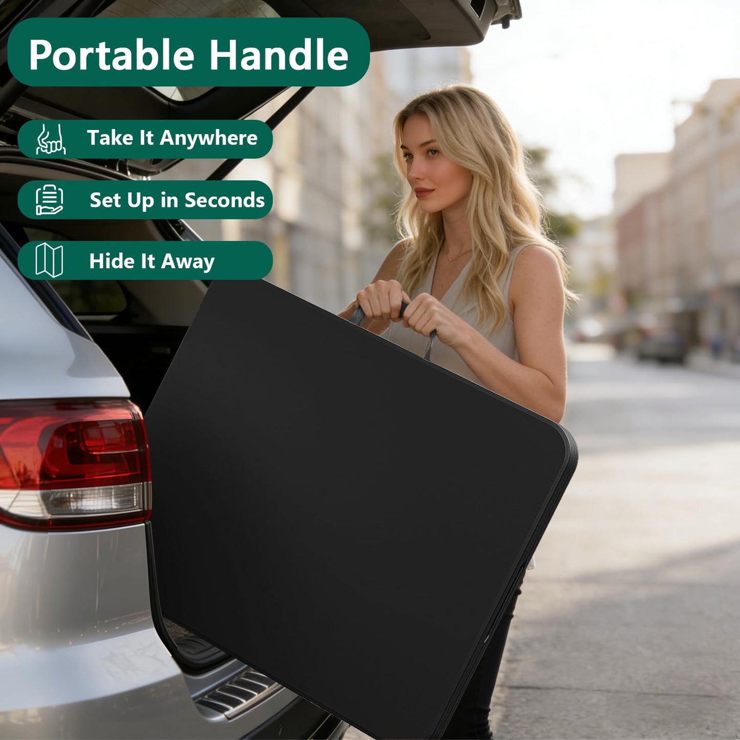 MAKE CHANGES 6FT Folding Table, Heavy Duty Plastic Fold-in-Half Utility Table with Handle, Portable Camping Picnic Table with Steel Legs for Indoor Outdoor Party, Dining, Black,2 Pack