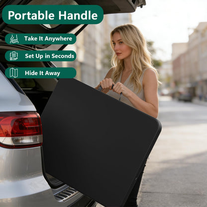 MAKE CHANGES 6FT Folding Table, Heavy Duty Plastic Fold-in-Half Utility Table with Handle, Portable Camping Picnic Table with Steel Legs for Indoor Outdoor Party, Dining, Black,2 Pack