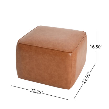 Christopher Knight Home Ellis Faux Leather Pouf Ottoman Foot Rest, Square PU Pouffe Ottoman Footstool, Living Room Sofa Couch Extra Seat, Modern Coffee Table for Home Office Bedroom, Tan Brown