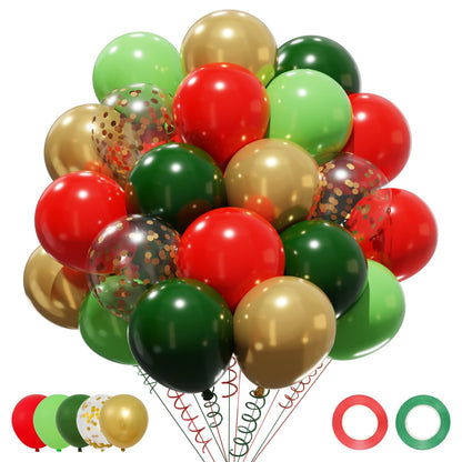 Patimate Red Green Christmas Balloons Set, 50 pcs 12 inch Metallic Gold Lime Forest Green Red Gold Confetti Latex Balloons Kit for Christmas Grinch Birthday Baby Shower Party Decorations